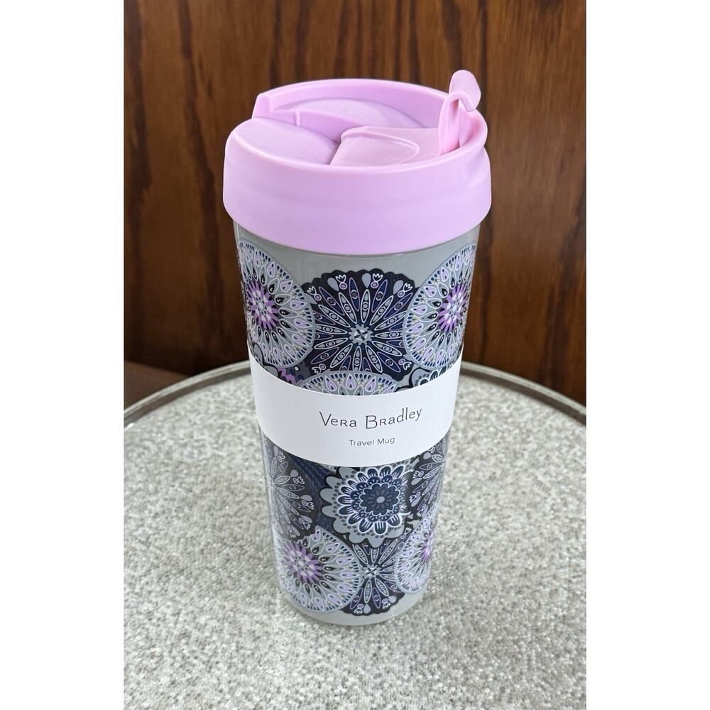 16oz. Vera Bradley Mimosa Medallion Travel Coffee Tumbler Floral Drink Cup